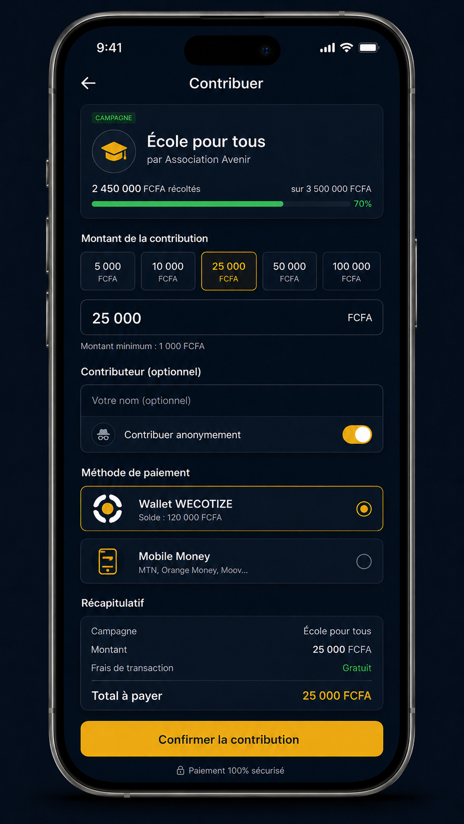Contribution campagne Mobile Money